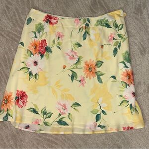 Talbots NWT Silk Yellow Floral Midi Skirt